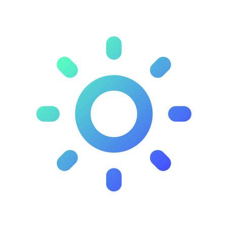 Light mode pixel perfect gradient linear ui icon. daytime theme. Adjust screen brightness. Line...