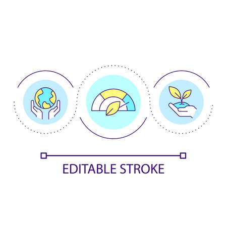 Environment protection loop concept icon. Eco activism and sustainability. Conservation abstract idea thin line illustration. Isolated outline drawing. Editable stroke. Arial font usedのイラスト素材