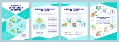 Energy efficiency at home brochure template. Leaflet design with linear icons. Editable 4 vector layouts for presentations, annual reports. Arial-Black, Myriad Pro-Regular fonts usedのイラスト素材