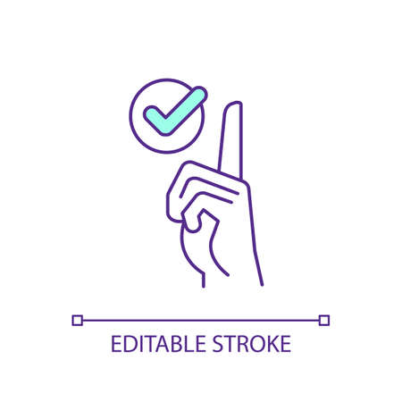 Drawing attention gesture RGB color icon. important information and advice. Warning and precaution. Isolated vector illustration. Simple filled line drawing. Editable stroke. Arial font usedのイラスト素材