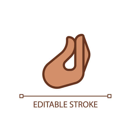 Italian hand gesture pixel perfect RGB color icon. Finger bunch. non verbal expression. body language. Isolated vector illustration. Simple filled line drawing. Editable stroke. Arial font usedのイラスト素材