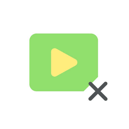 Delete video flat color ui icon. Cancel playing. Remove visual content. Close multimedia player....