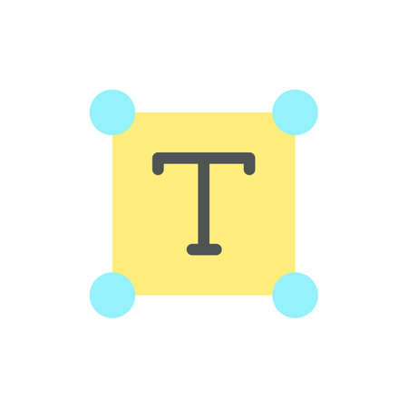 Text flat color ui icon. Type characters over image. Font and size control. photo editor instrument. Simple filled element for mobile app. Colorful solid pictogram. Vector isolated RGB illustrationのイラスト素材