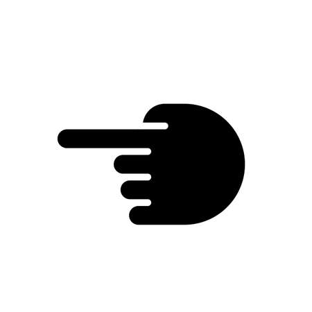 Hand pointing aside black glyph icon. index finger showing direction. Informative hand gesture. communication signal. Silhouette symbol on white space. solid pictogram. Vector isolated illustrationのイラスト素材