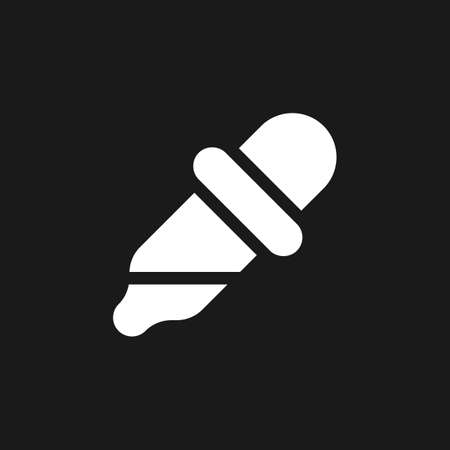 Eyedropper dark mode glyph ui icon. Simple filled line element. user interface design. White silhouette symbol on black space. Solid pictogram for web, mobile. Vector isolated illustrationのイラスト素材