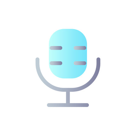 Microphone flat gradient color ui icon. audio recording equipment. video editor. Voice tool. simple filled pictogram. GUI, UX design for mobile application. Vector isolated RGB illustrationのイラスト素材