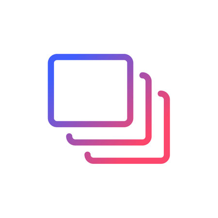 Series of layers pixel perfect gradient linear ui icon. image editing. shot sequence. multiple images. Line color user interface symbol. Modern style pictogram. Vector isolated outline illustrationのイラスト素材