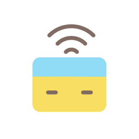 Wireless transfer money flat color ui icon. Transmitting cash electronically. online marketplace. Simple filled element for mobile app. Colorful solid pictogram. Vector isolated RGB illustrationのイラスト素材