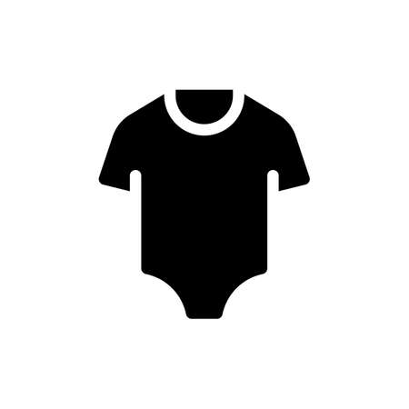 Baby bodysuit black glyph ui icon. Sleepwear for kid. infant clothing. user interface design. Silhouette symbol on white space. Solid pictogram for web, mobile. isolated vector illustrationのイラスト素材