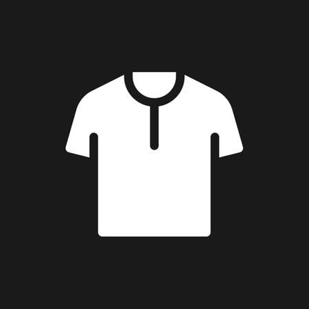 T shirt dark mode glyph ui icon. men clothing store. online marketplace. user interface design. White silhouette symbol on black space. Solid pictogram for web, mobile. Vector isolated illustrationのイラスト素材