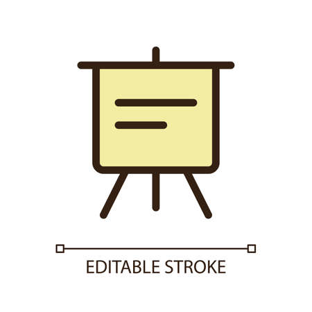 Portable presentation board pixel perfect RGB color ui icon. display board. Simple filled line element. GUI, UX design for mobile app. Vector isolated pictogram. Editable stroke. Arial font usedのイラスト素材