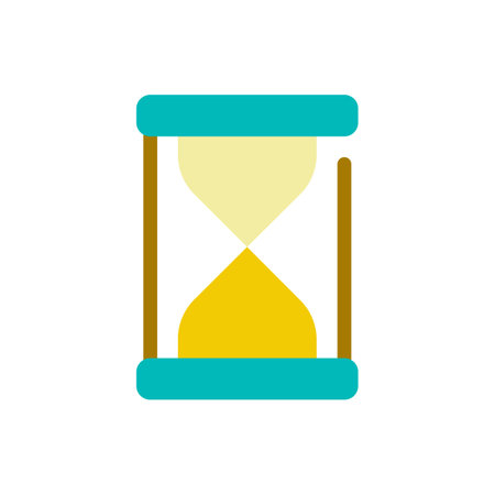 Hourglass flat color ui icon. time-measuring device. Sand glass clock. egg timer. ancient timekeeping. Simple filled element for mobile app. Colorful solid pictogram. Vector isolated RGB illustrationのイラスト素材