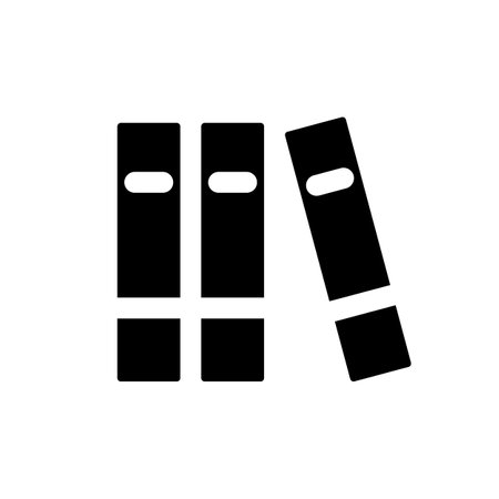 Messy bookshelf black glyph ui icon. Disorganized shelf in classroom library. user interface design. Silhouette symbol on white space. Solid pictogram for web, mobile. isolated vector illustrationのイラスト素材