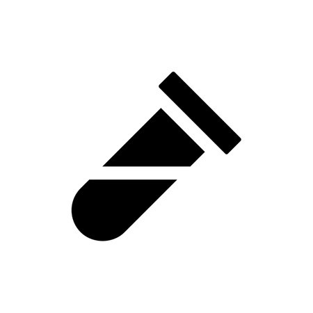 Test tube black glyph ui icon. laboratory research. scientific instruments. user interface design. Silhouette symbol on white space. Solid pictogram for web, mobile. isolated vector illustrationのイラスト素材