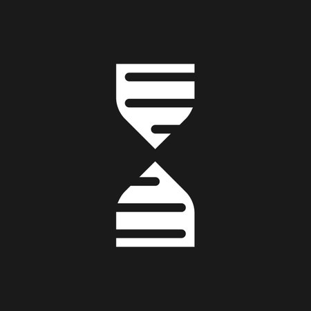 DNA structure dark mode glyph ui icon. biology course. genetics. user interface design. White...