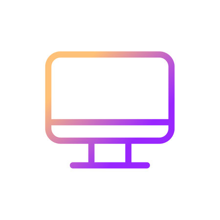 Computer monitor pixel perfect gradient linear ui icon. Electronic equipment. hardware device. Line color user interface symbol. Modern style pictogram. Vector isolated outline illustrationのイラスト素材