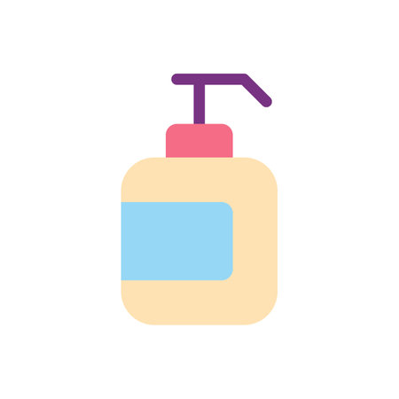 Hand sanitizer flat color ui icon. liquid disinfectant. pump bottle package. infection prevention. Simple filled element for mobile app. Colorful solid pictogram. Vector isolated RGB illustrationのイラスト素材