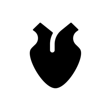 Heart black glyph ui icon. medical checkup. circulation system. Cardiology. user interface design. Silhouette symbol on white space. Solid pictogram for web, mobile. isolated vector illustrationのイラスト素材