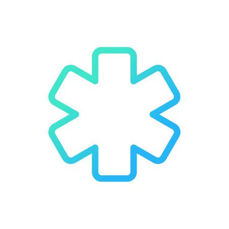 Star of life pixel perfect gradient linear ui icon. Ambulance symbol. Emblem of medical services. Line color user interface symbol. Modern style pictogram. Vector isolated outline illustrationのイラスト素材