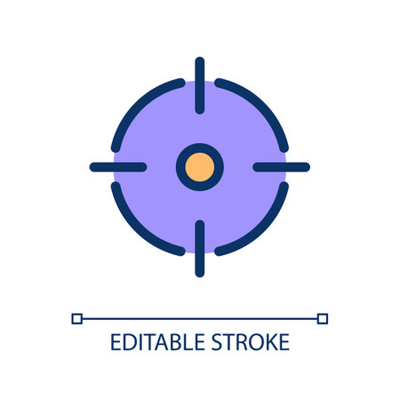 Aim pixel perfect RGB color ui icon. Focus on business target. Simple filled line element. GUI, UX design for mobile app. Vector isolated pictogram. Editable stroke. Poppins font usedのイラスト素材