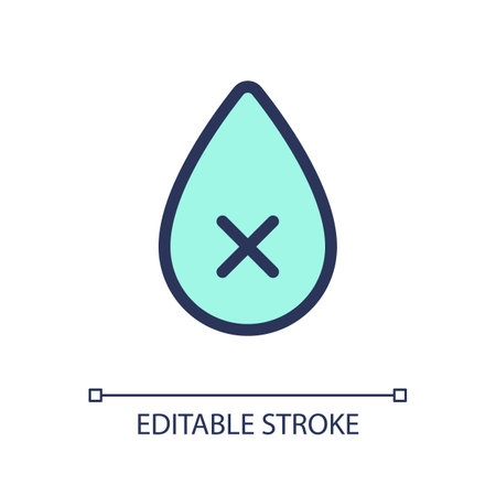Dehydration pixel perfect RGB color ui icon. Restriction and prohibition. Simple filled line element. GUI, UX design for mobile app. Vector isolated pictogram. Editable stroke. Arial font usedのイラスト素材