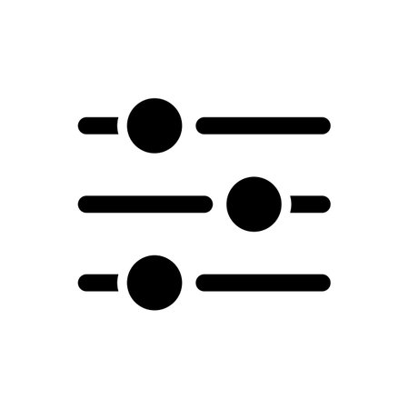 Filters button black glyph ui icon. Choice options menu. adjustment tool. user interface design. Silhouette symbol on white space. Solid pictogram for web, mobile. isolated vector illustrationのイラスト素材