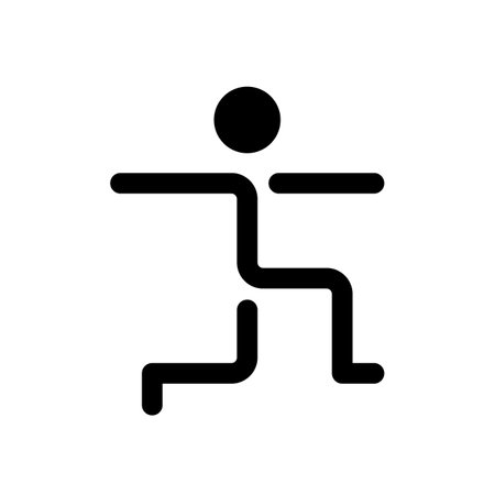 Warrior pose black glyph ui icon. Healthy and active lifestyle. Stretching. user interface design. Silhouette symbol on white space. Solid pictogram for web, mobile. isolated vector illustrationのイラスト素材
