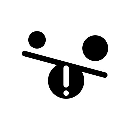 Imbalance black glyph ui icon. Contrasting objects. discrimination. Comparison. user interface design. Silhouette symbol on white space. Solid pictogram for web, mobile. isolated vector illustrationのイラスト素材
