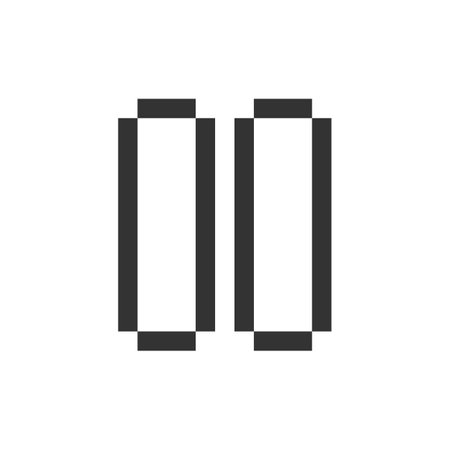Pause button pixelated ui icon. Music player bar. Playing multimedia file. Watch video. Editable 8bit graphic element. Outline isolated vector user interface image for web, mobile app. retro styleのイラスト素材