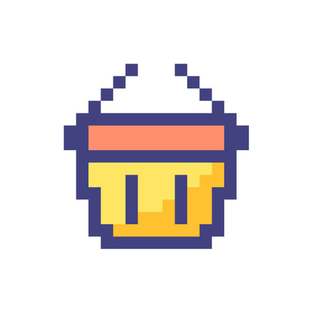 Shopping cart pixelated RGB color ui icon. Carry purchased items. E-commerce. Simplistic filled 8bit graphic element. Retro style design for arcade, video game art. Editable vector isolated imageのイラスト素材