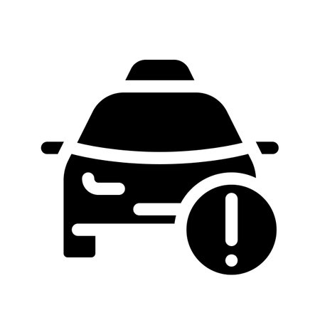 Taxi service notification black glyph ui icon. information for passengers. user interface design. Silhouette symbol on white space. Solid pictogram for web, mobile. isolated vector illustrationのイラスト素材