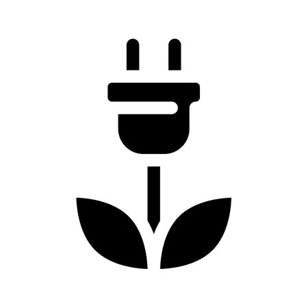 Green electricity black glyph ui icon. Eco friendly energy generation. user interface design. Silhouette symbol on white space. Solid pictogram for web, mobile. isolated vector illustrationのイラスト素材
