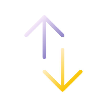 Up and down directions flat gradient two-color ui icon. News feed scrolling. web page instruments. simple filled pictogram. GUI, UX design for mobile application. Vector isolated RGB illustrationのイラスト素材