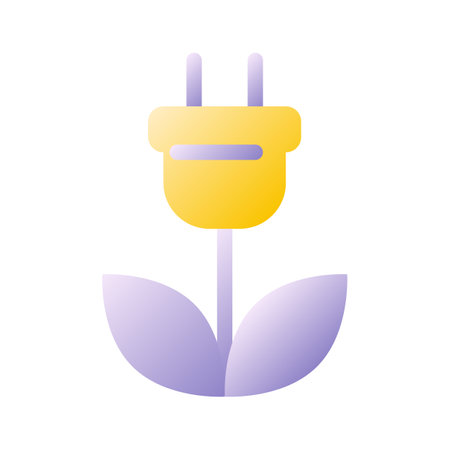 Green electricity flat gradient two-color ui icon. sustainable power source. Eco friendly energy. simple filled pictogram. GUI, UX design for mobile application. Vector isolated RGB illustrationのイラスト素材