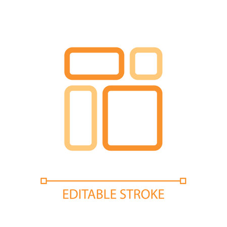 Customize phone screen pixel perfect color linear ui icon. web page elements arrangement. web design. GUI, UX design. Outline isolated user interface pictogram. Editable stroke. Arial font usedのイラスト素材