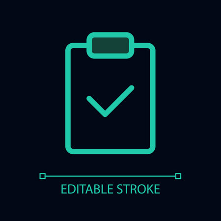 Completed task pixel perfect glassmorphism ui icon for dark theme. management. Color filled line element with transparency. Isolated vector pictogram for night mode. Editable stroke. Arial font usedのイラスト素材