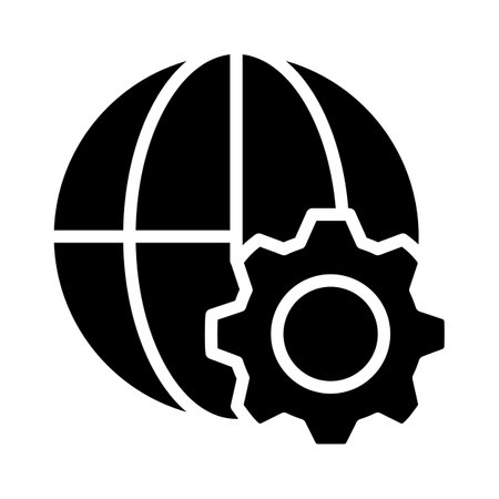 Globalization process black glyph icon. International economy integration. World wide business interaction. Silhouette symbol on white space. solid pictogram. Vector isolated illustrationのイラスト素材