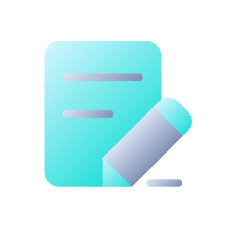 Edit text flat gradient two-color ui icon. Handwriting feature. digital translator application. simple filled pictogram. GUI, UX design for mobile application. Vector isolated RGB illustrationのイラスト素材