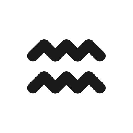 Aquarius black glyph icon. water bearer. Air zodiac sign. Birth constellation. Western astrology. personality traits. Silhouette symbol on white space. solid pictogram. Vector isolated illustrationのイラスト素材