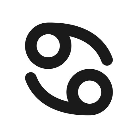 Cancer black glyph icon. Water zodiac sign crab. Horoscope element. Astrological personality. Birth constellation. Silhouette symbol on white space. solid pictogram. Vector isolated illustrationのイラスト素材