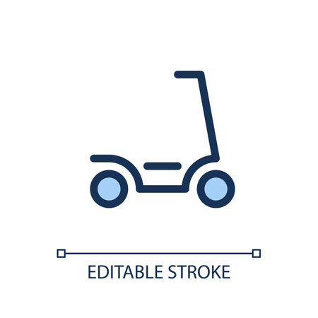 Electric scooter pixel perfect RGB color ui icon. Eco-friendly transport. Simple filled line element. GUI, UX design for mobile app. Vector isolated pictogram. Editable stroke. Arial font usedのイラスト素材