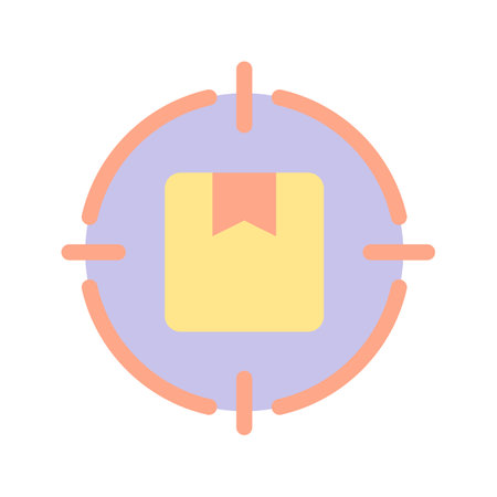 Focus on parcel flat color ui icon. priority package. postal delivery service. track order. Simple filled element for mobile app. Colorful solid pictogram. Vector isolated RGB illustrationのイラスト素材