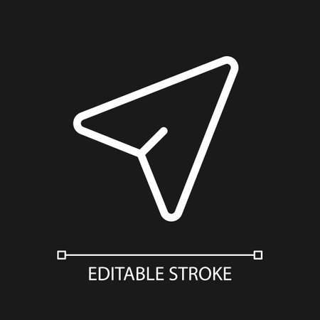 Cursor arrow pointer pixel perfect white linear ui icon for dark theme. share location. Vector line pictogram. Isolated user interface symbol for night mode. Editable stroke. Arial font usedのイラスト素材