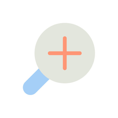 Magnifying glass with plus for map flat color ui icon. magnifying tool. Zoom in text. GPS navigation. Simple filled element for mobile app. Colorful solid pictogram. Vector isolated RGB illustrationのイラスト素材