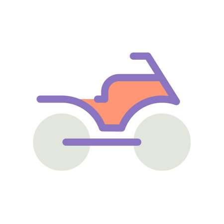 Motorbike flat color ui icon. motorcycle transport. GPS navigation. Riding motorized vehicle. Simple filled element for mobile app. Colorful solid pictogram. Vector isolated RGB illustrationのイラスト素材