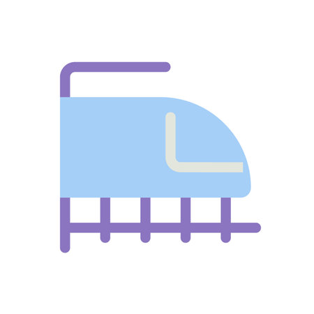 Rail transport flat color ui icon. High speed bullet train. Transferring passengers. GPS navigation. Simple filled element for mobile app. Colorful solid pictogram. Vector isolated RGB illustrationのイラスト素材