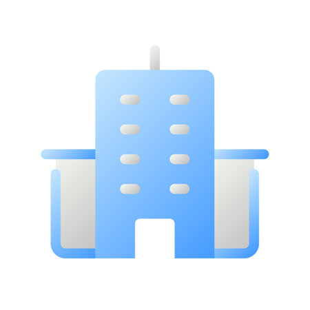Office building location flat gradient two-color ui icon. workspace. corporate headquarters. simple filled pictogram. GUI, UX design for mobile application. Vector isolated RGB illustrationのイラスト素材