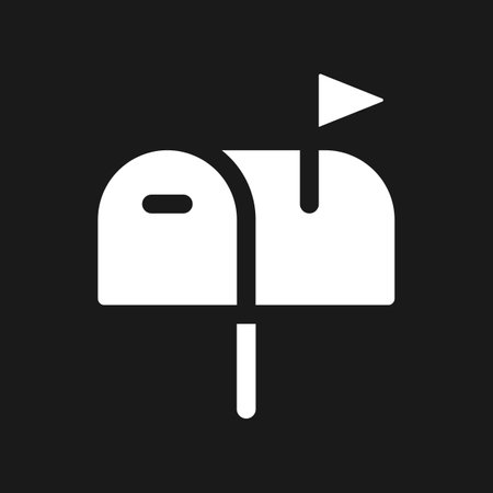 Mailbox dark mode glyph ui icon. incoming letters. personal address. user interface design. White silhouette symbol on black space. Solid pictogram for web, mobile. Vector isolated illustrationのイラスト素材