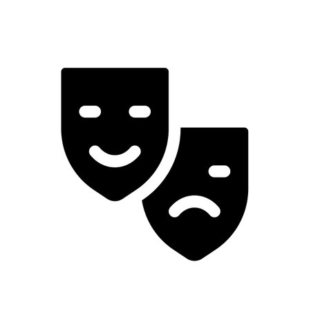 Drama and comedy theater black glyph ui icon. Live performance in theater. user interface design. Silhouette symbol on white space. Solid pictogram for web, mobile. isolated vector illustrationのイラスト素材