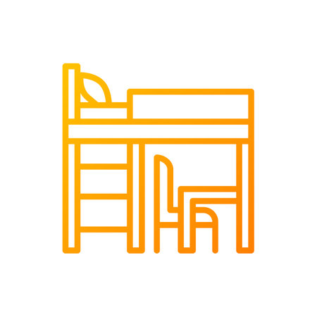 Loft bed pixel perfect gradient linear vector icon. Bunk bed for small bedroom. modern contemporary...